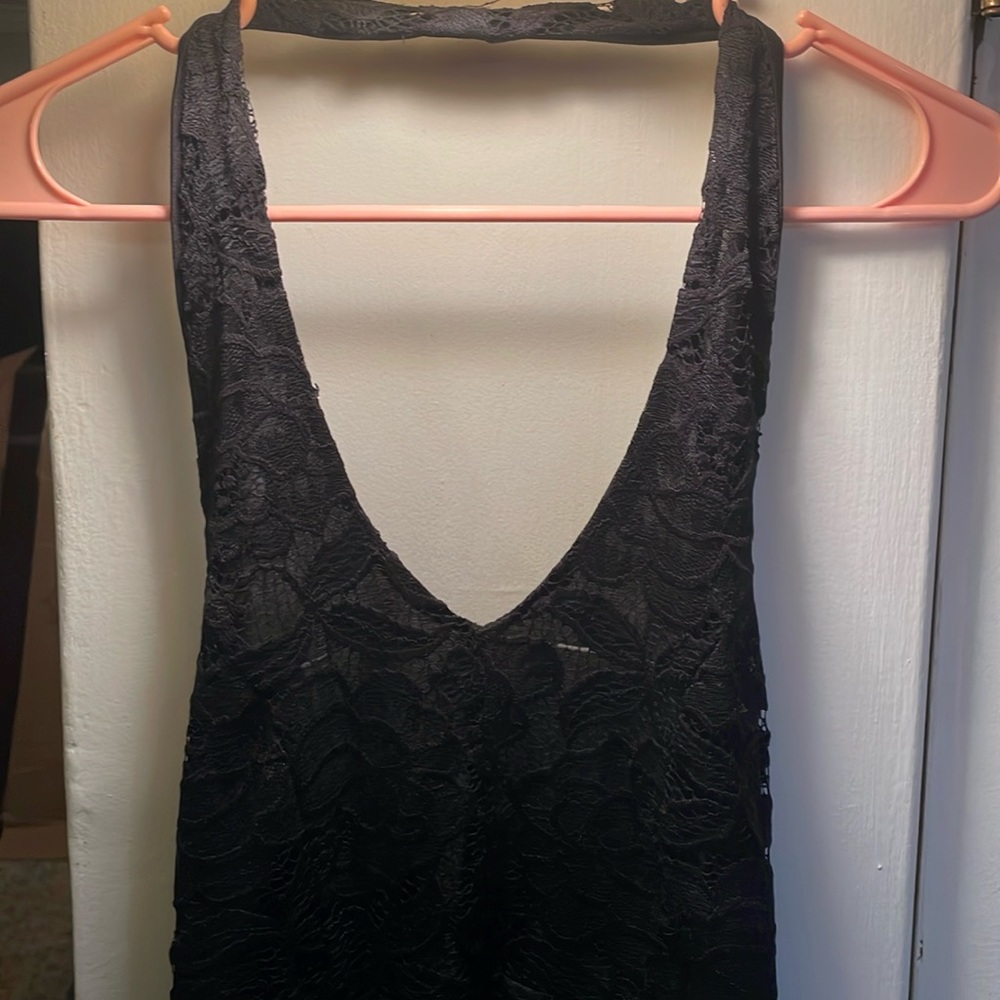 Black Lace Halter Neck Dress, Size M